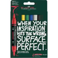 Set de 6 marqueurs acryliques Multimark double pointe « Couleurs de base » Faber-Castell