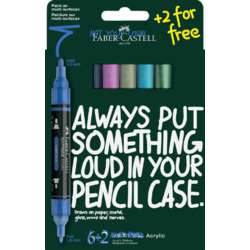 FABER-CASTELL | MULTIMARK ACRYLIC marker ○ dubbelzijdig — 6 + 2-set Frost