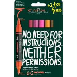 Set de 6+2 marqueurs acryliques Multimark double pointe « Flame » Faber-Castell