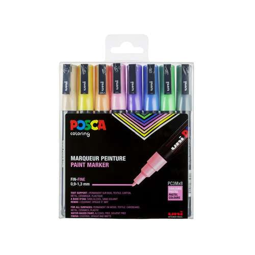 UNI POSCA |  PC-3M markerset pastel, 8-delig 
