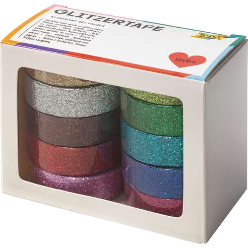 folia® Glitter-Tape plakband set, 10-delig 