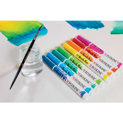 Feutre pinceau Ecoline Brush Pen encre Aquarelle Pochette 15 feutres +  Papier Talens chez Rougier & Plé