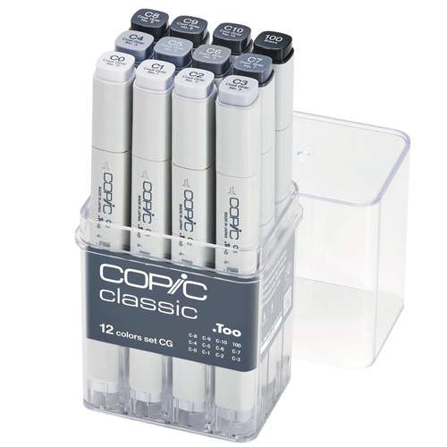 Set de 12 marqueurs classic gris froid Copic 