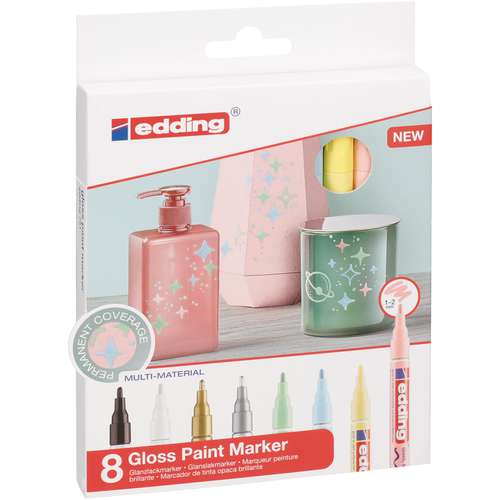Set van 8 Edding 751 pastelmarkers 