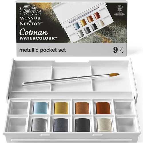 WINSOR & NEWTON™ | Cotman™ aquarelverf — 8-set Metallic Pocket Box 