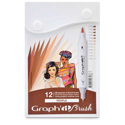 Graph'it® | Brush & Extra fine marker — 12-set People 