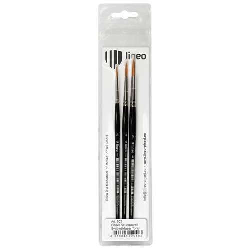 lineo | Serie 192 aquarelpenseel ○ rond ○ Toray synthetisch haar — 3-set 