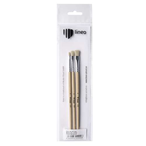 lineo | Serie 518 hobbypenseel ○ plat ○ varkenshaar — 3-set 