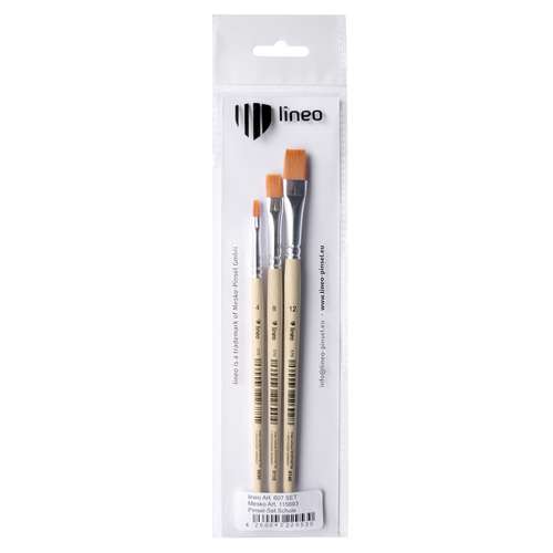 lineo | Serie 579 schoolpenseel ○ plat ○ synthetisch haar — 3-set 