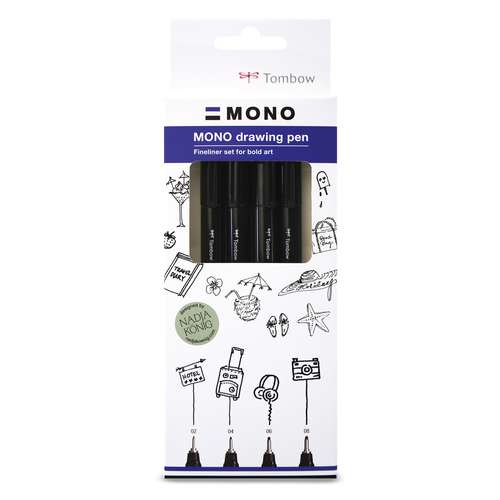 Sets 4 Fineliners Mono Drawing Pen Tombox 