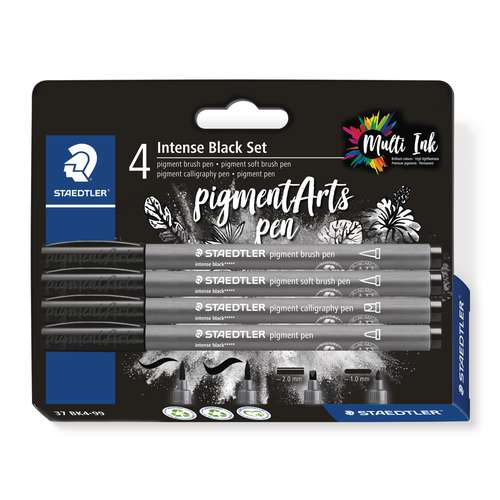 STAEDTLER® | pigment Arts pen Intense Black set — 4 assorted pens 