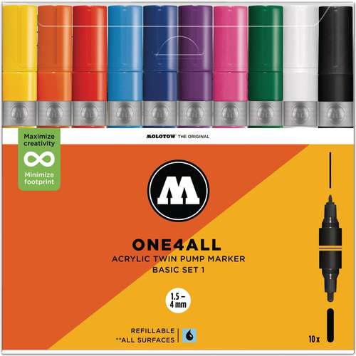 MOLOTOW™ | ONE4ALL™ ACRYLIC TWIN MARKER acrylmarker — 10-set Basic 1 