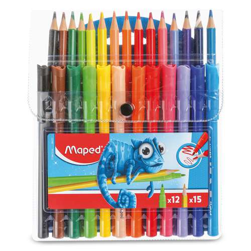 Maped® | COLOR'PEPS Combination set — 15 coloured pencils + 12 felt tip pens 
