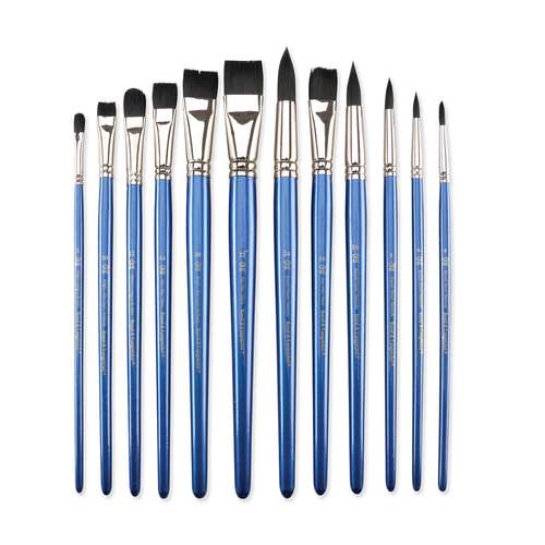 Royal & Langnickel® | Black Taklon penselen ○ 12-set RSET-9502 — synthetisch haar 