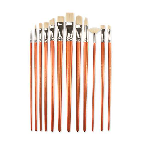 Set de 12 pinceaux en fibres synthétiques Taklon ivoire Royal Langnickel 