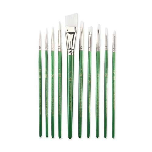 Royal & Langnickel® | White Taklon penselen ○ 10-set RSET-9540 — synthetisch haar 