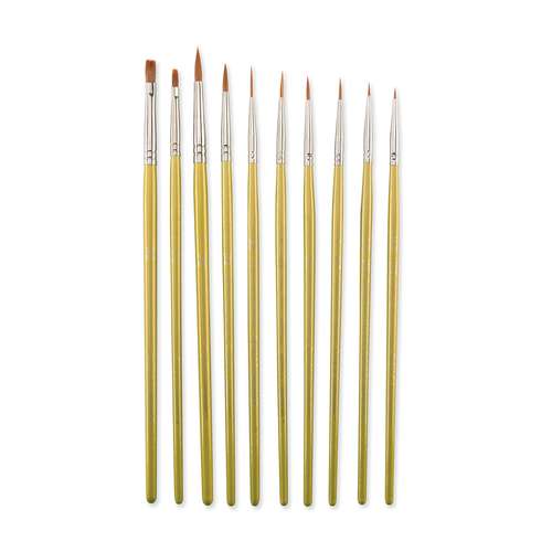 Set de 10 pinceaux en fibres synthétiques Taklon brunes 9543 Royal Langnickel 