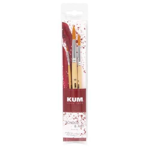 KUM® | School & Art penselen ○ rond ○ 3-set — synthetisch haar 