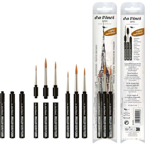 da Vinci | SPIN Aquarell Reisepinsel-Set, Serie 1573, Gr. 2, 4, 6 