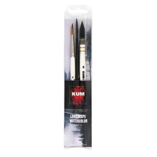 KUM® | Aquarelpenselen ○ 3-set Landscape — synthetisch haar 