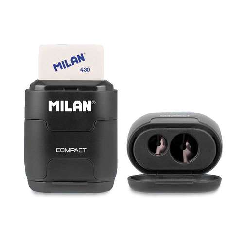 Set gomme avec taille-crayons Compact Shadow et 2 recharges gommes Milan 