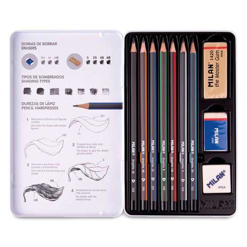 Coffret métal de crayons graphite Milan 