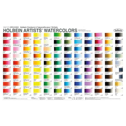 Nuancier teintes de Holbein HWC Artists' Watercolour™ 