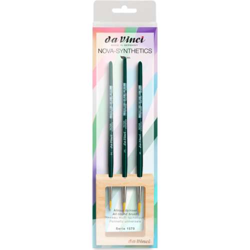 da Vinci | NOVA-SYNTHETICS Universal Brush set — 3 brushes with wooden stand 