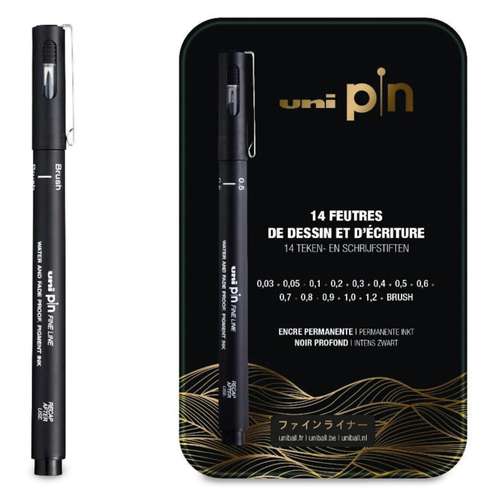 Coffret métal de 14 feutres Uni-Pin 