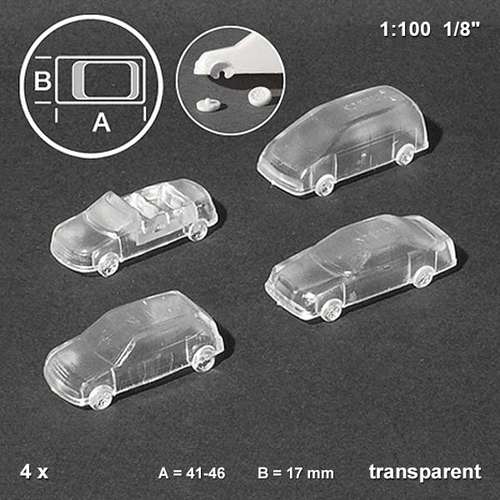 Lot de 4 voitures transparentes modélisme Schulcz 