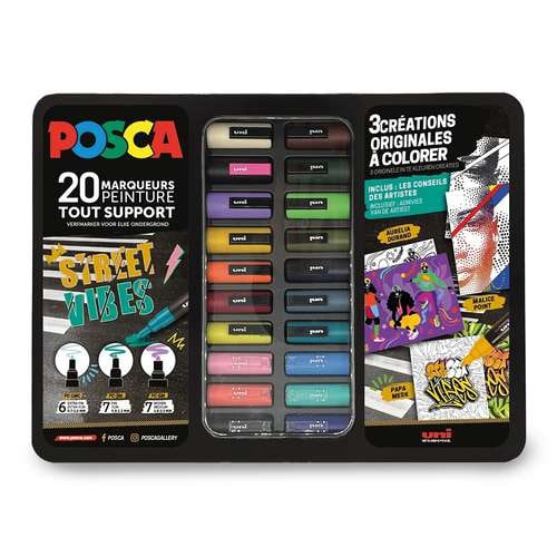 UNI POSCA Pigmentmarker STREET VIBES	20er Set in Metallbox 
