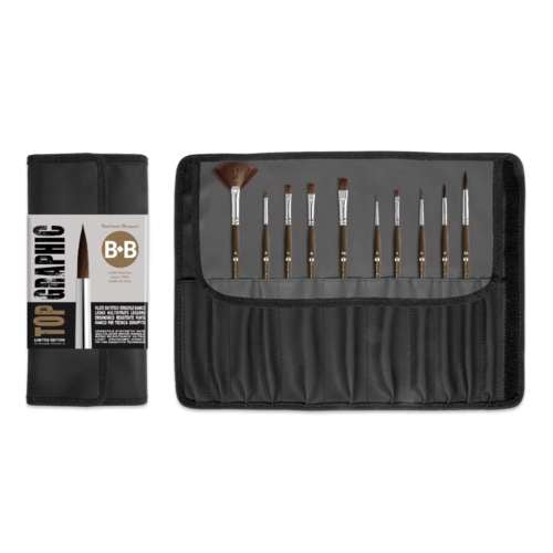 Borciani e Bonazzi | TOP GRAPHIC penselen ○ 10-etui — synthetisch haar 