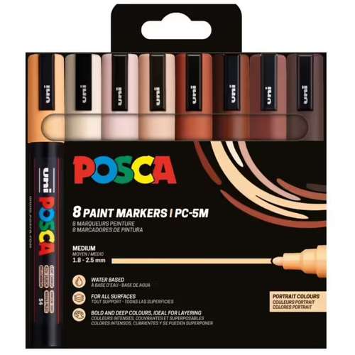 Set Portrait de 8 marqueurs Posca 