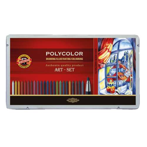 Coffret en métal de 32 pièces Polycolor pour artiste Koh-I-Noor 