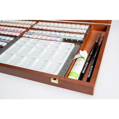 Coffret bois prestige 140 1/2 godets d'aquarelle Horadam Schmincke (4)