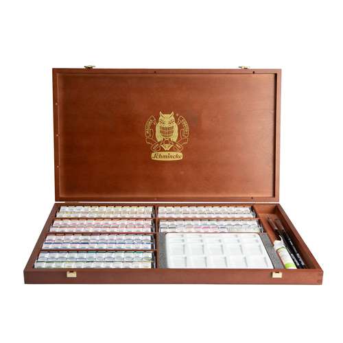 Coffret bois prestige 140 1/2 godets d'aquarelle Horadam Schmincke (1)